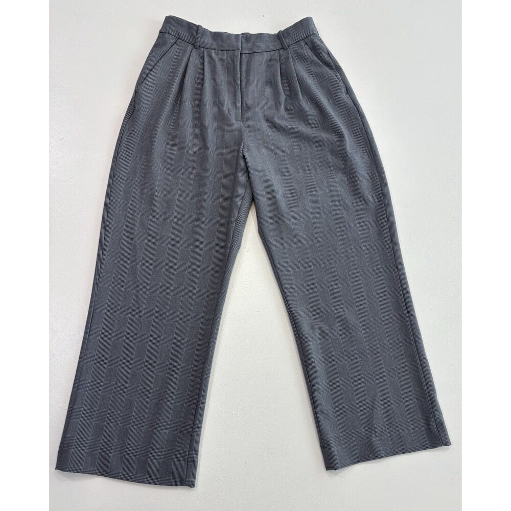 Women's 12 31 Abercrombie & Fitch Sloan Tailored Pants Plaid Pleated Gray
